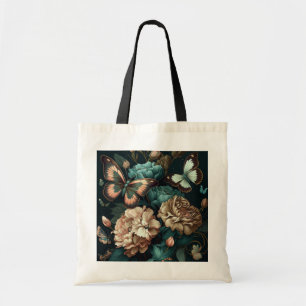Tote Bag Papillons et fleurs design classique foncé