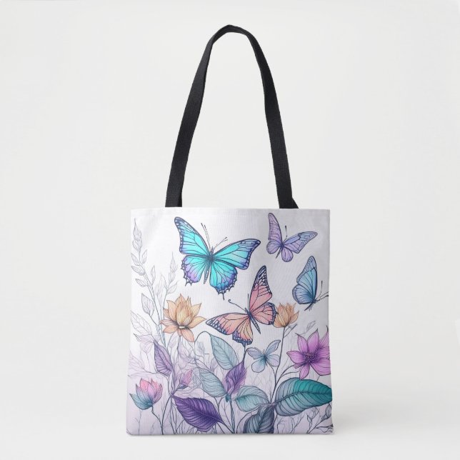 Tote Bag Papillons et Florales (Devant)