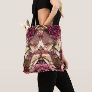 Tote Bag Papillons Et Roses De Collage Décoratifs