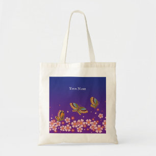 Tote Bag Papillons japonais Sakura Blossoms Personnalisé
