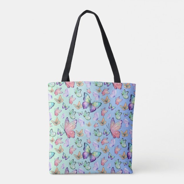 Tote Bag Papillons Linéaire Gradient Arrière - plan Motif (Dos)