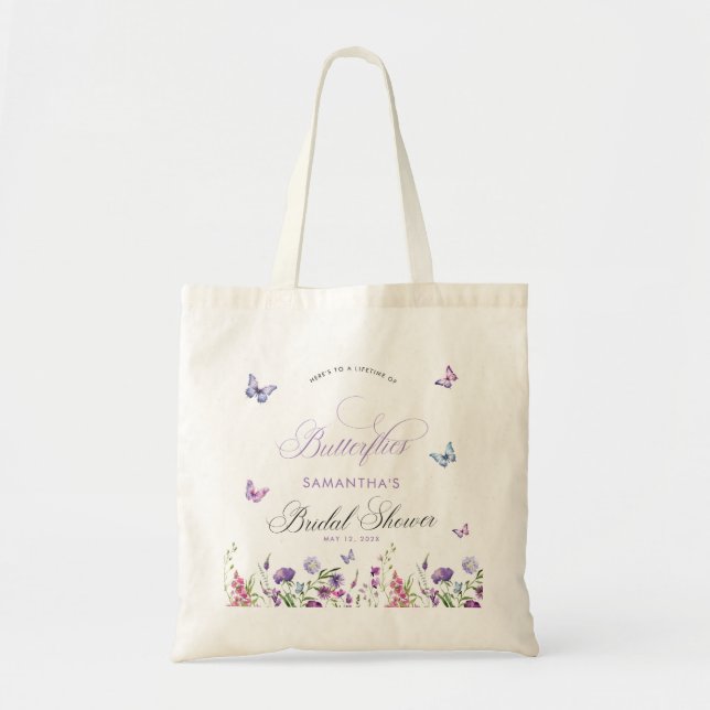 Tote Bag Papillons Modernes Fleurs Sauvages Réception de Ma (Devant)