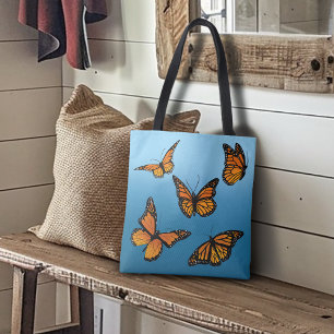 Tote Bag Papillons Monarch Ombre Bleu