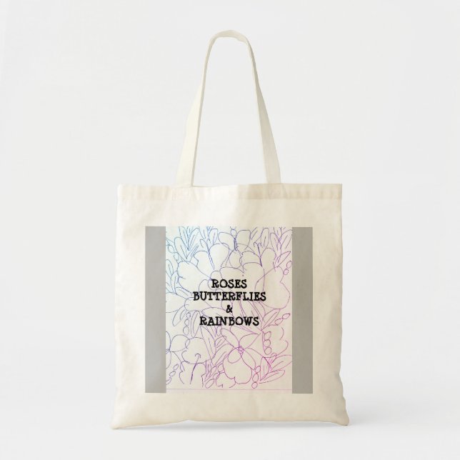Tote Bag Papillons rose et arcs-en-ciel (Devant)