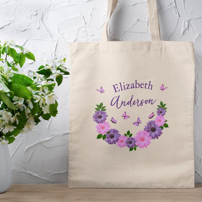 Tote Bag Papillons rose et pourpre (Créateur téléchargé)