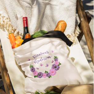 Tote Bag Papillons rose et pourpre