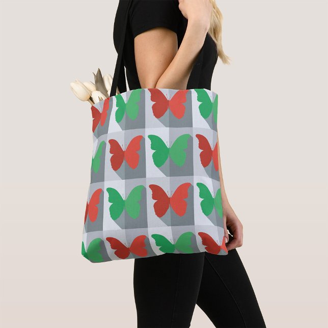 Tote Bag Papillons rouges et verts (Créateur téléchargé)