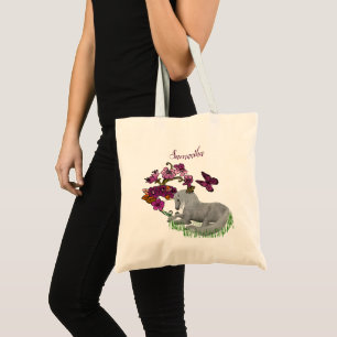 Tote Bag Papillons Unicorne Et Fleurs Personnalisés