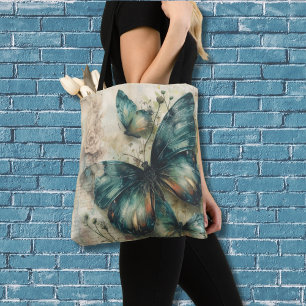 Tote Bag Papillons verts vintages
