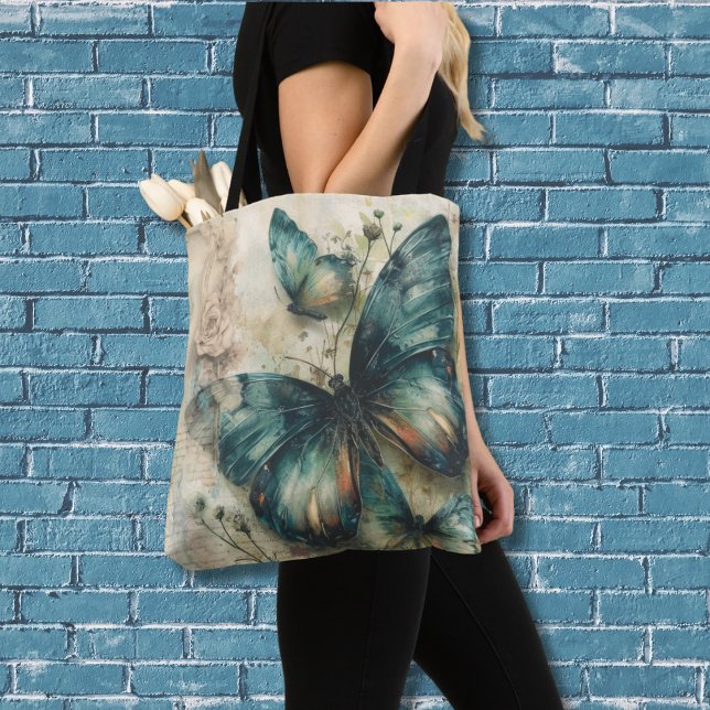 Tote Bag Papillons verts vintages (Créateur téléchargé)