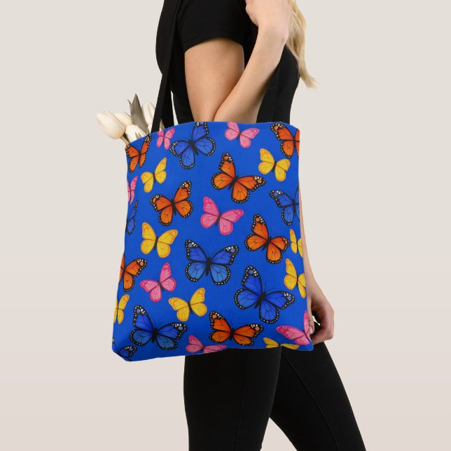 Tote Bag Papillons Vibrants Bleus (De près)