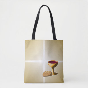 Tote Bag Pâque de Pâques Pain et vin Sainte Communion