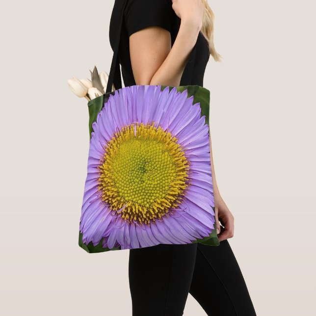 Tote Bag Pâquerette Fleabane Fleurie Violette (De près)