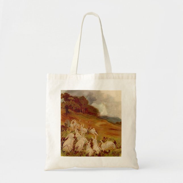 Tote Bag Pâques Animaux Mignons Vintage | Lapin (Devant)