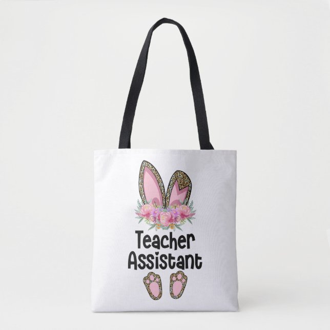 Tote Bag Pâques Bunny Ear Enseignant Leopard Enseignant Ass (Devant)