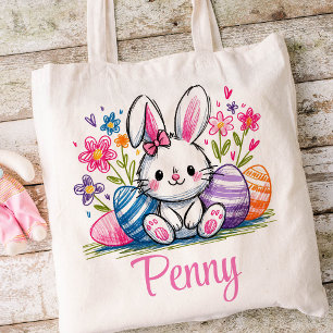 Tote Bag Pâques Enfants Nom Filles Lapin Lapin Lapin