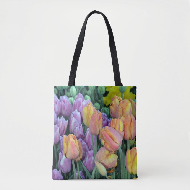 Tote Bag Paquets de tulipes colorés (Devant)