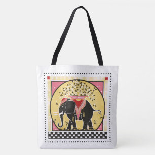 Tote Bag Parade des éléphants en jaune