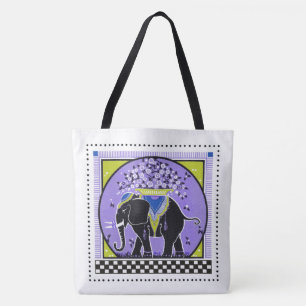 Tote Bag Parade des éléphants en Lavande