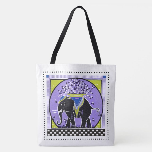Tote Bag Parade des éléphants en Lavande (Devant)