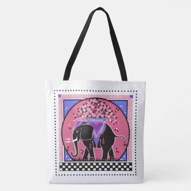 Tote Bag Parade des éléphants en rose (Devant)