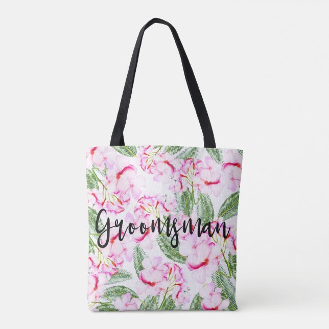 Tote Bag Paradis botanique tropical vert rose GROOMSMAN (Dos)