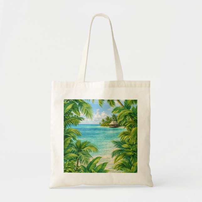 Tote Bag Paradis de plage de l'île tropicale d'Aitutaki (Devant)
