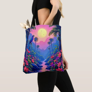 Tote Bag Paradis du perroquet bleu de la lune de la jungle