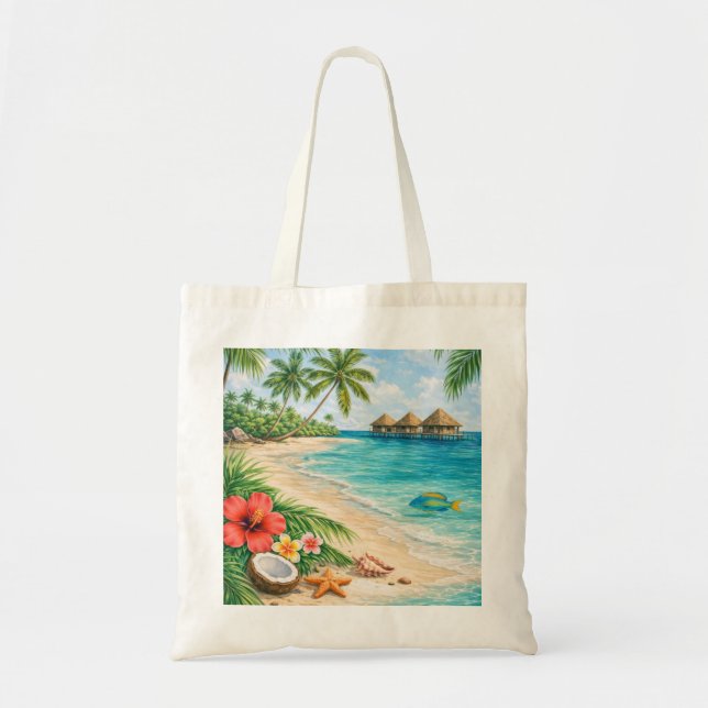 Tote Bag Paradis tropical de la plage des Bahamas (Devant)