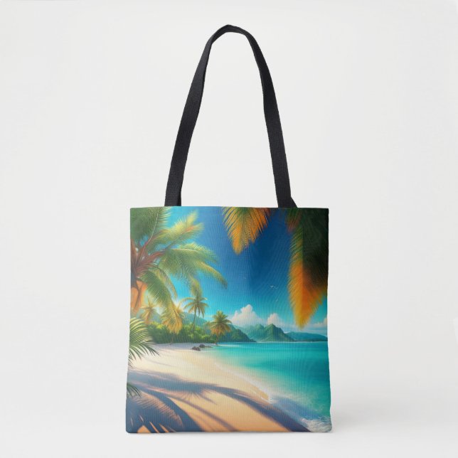 Tote Bag Paradis tropical de la plage - Palm Tree Art (Devant)