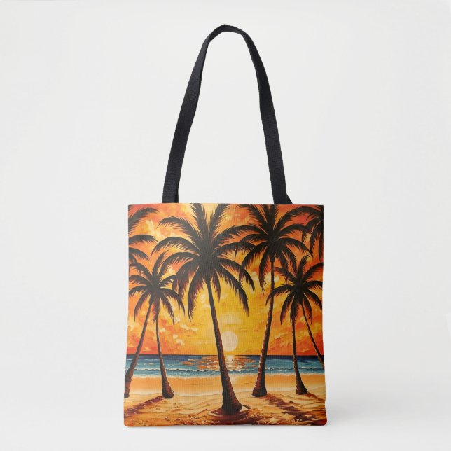 Tote Bag Paradis Tropical Jaune Brun  (Devant)