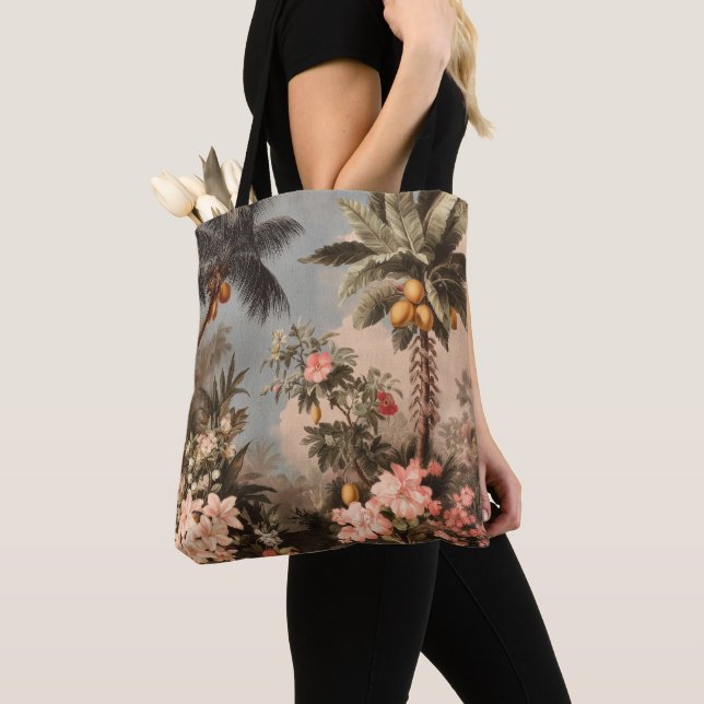 Tote Bag Paradis tropical vintage avec palmiers (De près)