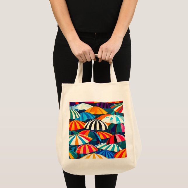 Tote Bag Parapluie Abstrait Rainbow Beach (Devant (produit))