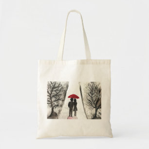 Tote Bag Parapluie rouge rustique couple amoureux mariage c