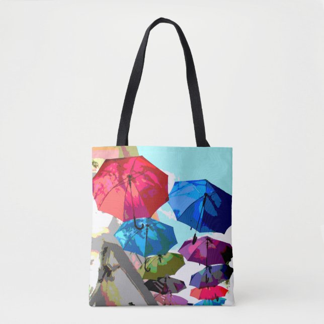 Tote Bag Parapluies suspendues, été en Grèce, ensoleillé (Devant)