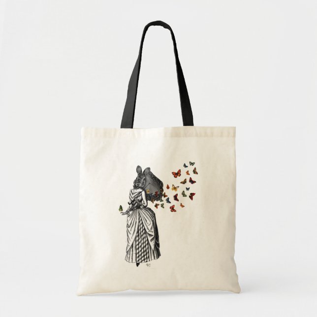 Tote Bag Parasol lapin et papillon 2 (Devant)