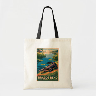 Tote Bag Parc d'État de Brazos Bend Texas Voyage Art Vintag