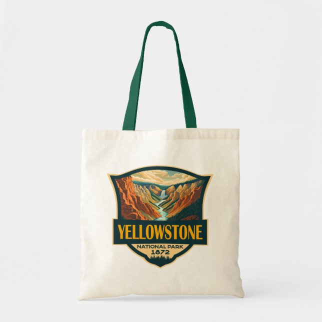 Tote Bag Parc national de Yellowstone Grand Canyon Art rétr (Devant)