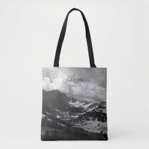 Tote Bag Parc national des Glaciers Lac caché Noir blanc
