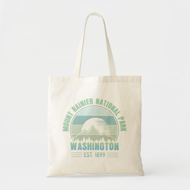 Tote Bag Parc national du Mont Rainier Washington USA Retro (Devant)