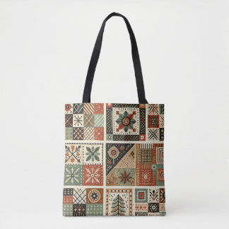 Tote Bag Parcelle en terre cuite unique & Patchwork Rustiqu