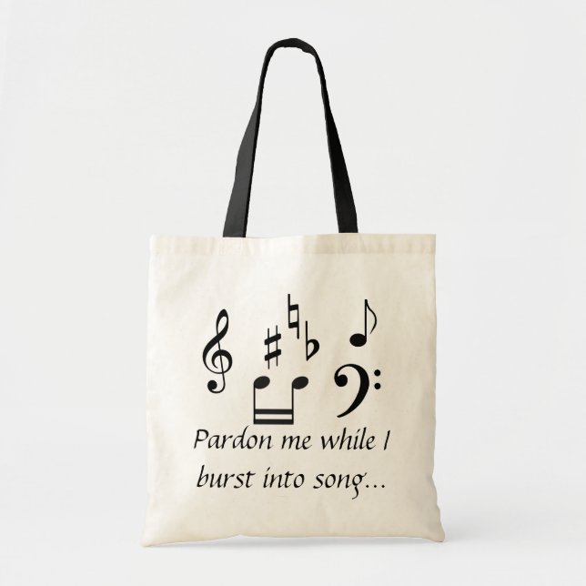 Tote Bag Pardonnez-moi tandis que j'éclate dans la chanson (Devant)