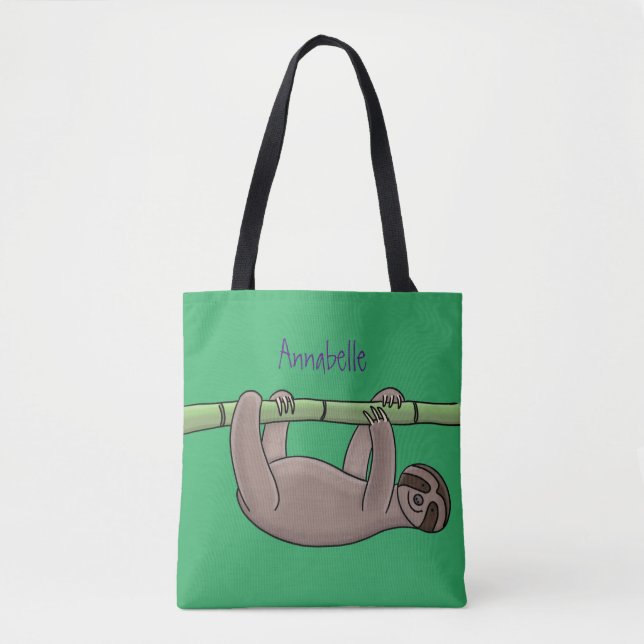 Tote Bag Paresse souriante mignon sur dessin animé en bambo (Devant)