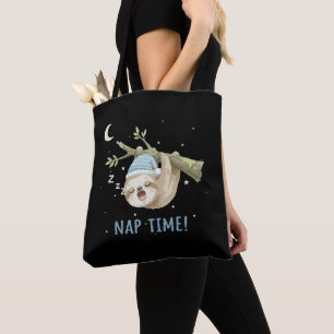 Tote Bag Paresseux Mignon Endormi "L'Heure de la Sieste !"