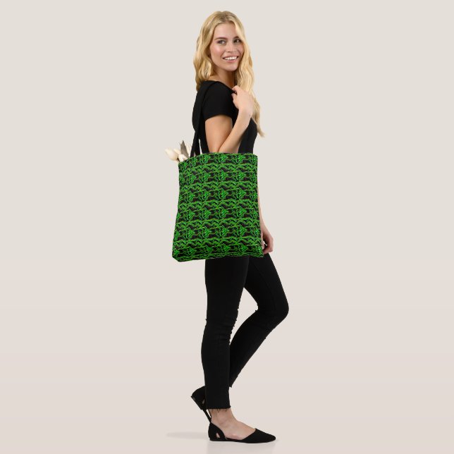 Tote Bag Parfum vert noir citron motifs minuscules (Sur le modèle)