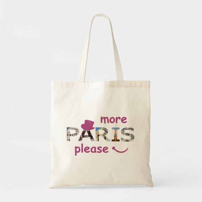 Tote Bag Paris Attractions Plus Paris S'il vous plaît Parti (Devant)