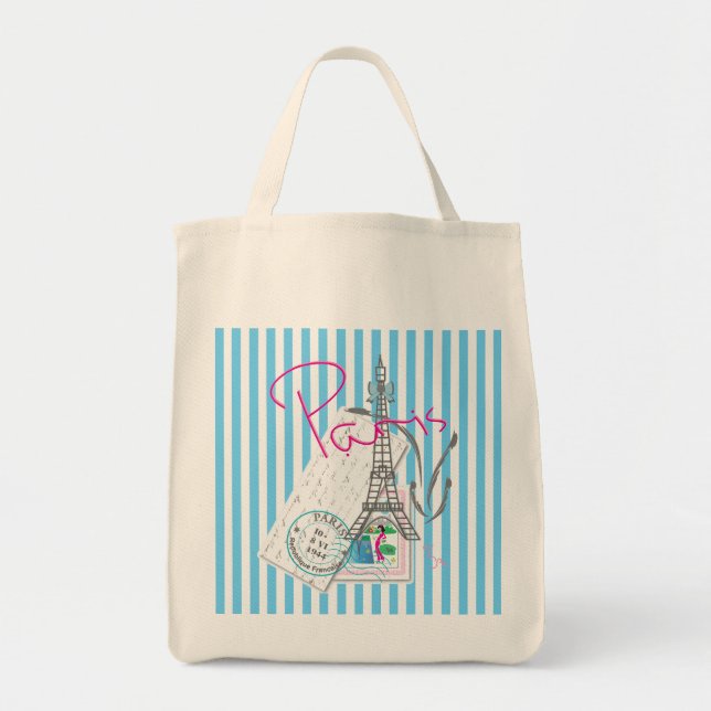 Tote Bag Paris avec amour et Tour Eiffel (Devant)