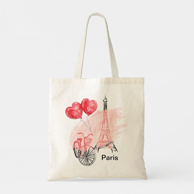 Tote Bag Paris avec vélo Tour Eiffel (Dos)