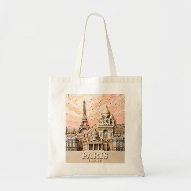 Tote Bag Paris France Europe Modern Pastel Textured Travel (Devant)