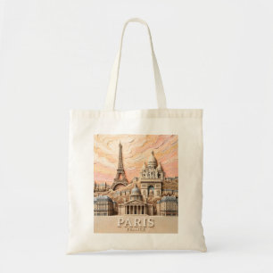 Tote Bag Paris France Europe Moderne Pastel Texturé Voyage